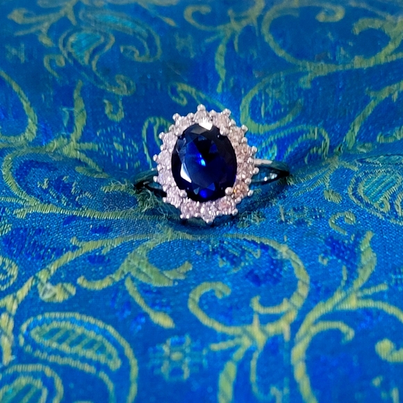 925S  Diana Engagement Ring 3.2 CT Lab Created  Sapphire Ring - Picture 4 of 5